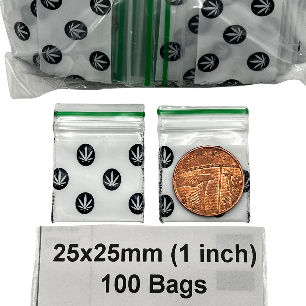 25x25mm (1x1 Inch) Printed Resealable Plastic Zip Bags & Baggies – 100 Pack