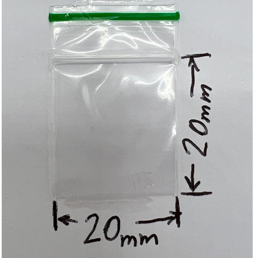 Clear 20x20mm 0.8x0.8 inch small plastic baggies with resealable zip seal
