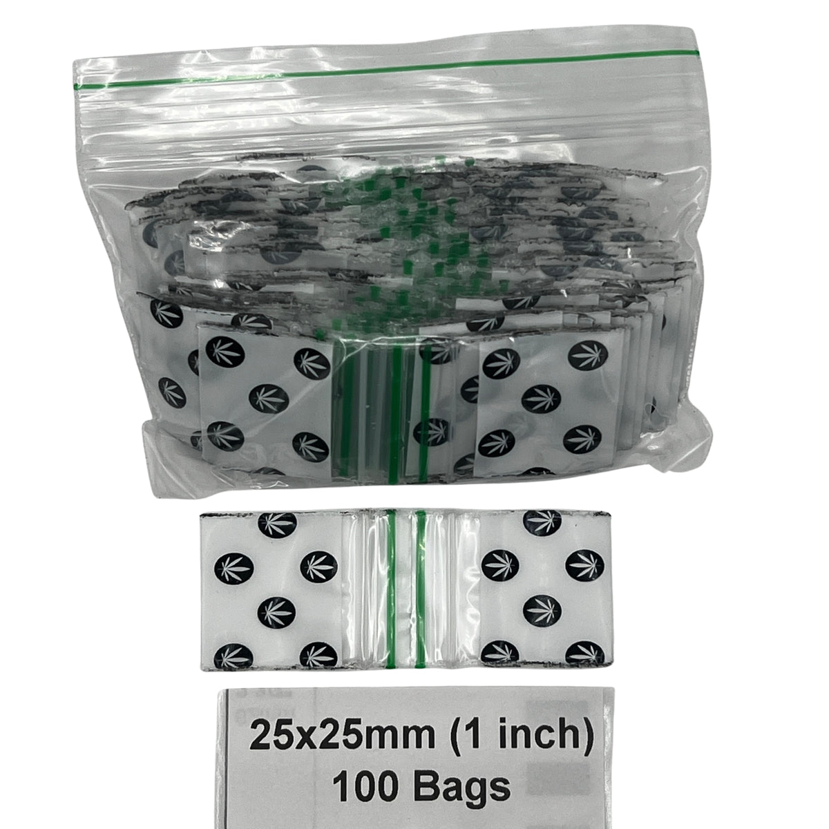 25x25mm (1x1 Inch) Printed Resealable Plastic Zip Bags & Baggies – 100 Pack