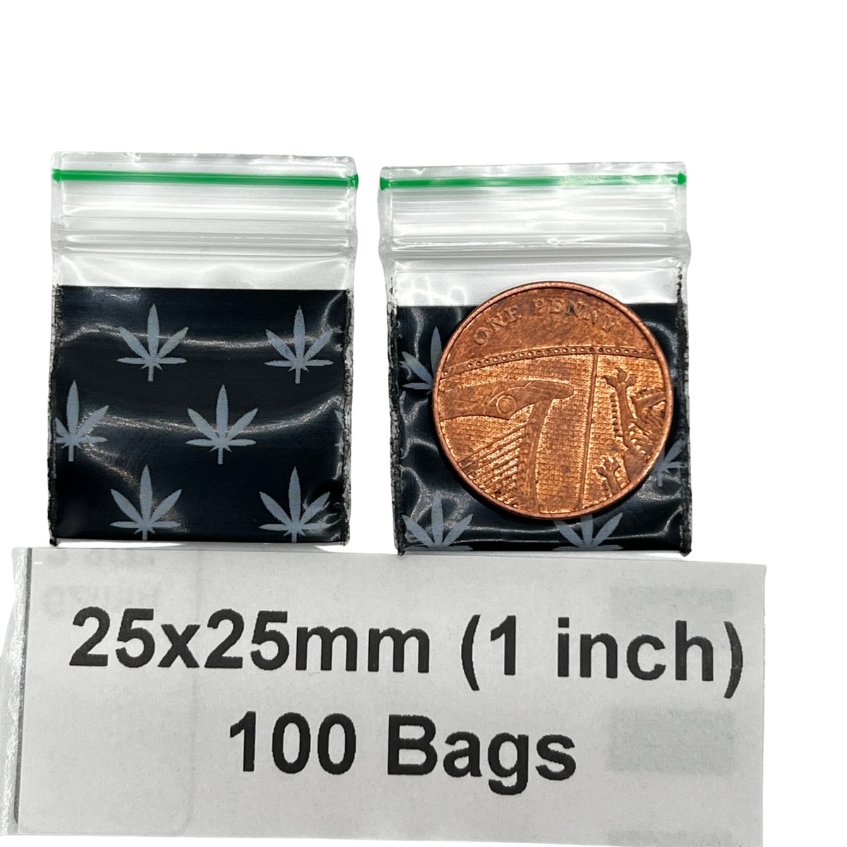 25x25mm (1x1 Inch) Printed Resealable Plastic Zip Bags & Baggies – 100 Pack