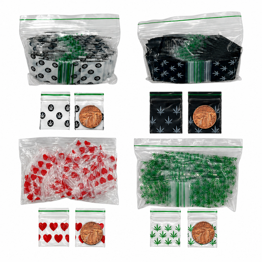 25x25mm printed plastic zip bags and baggies in assorted designs 100 pack