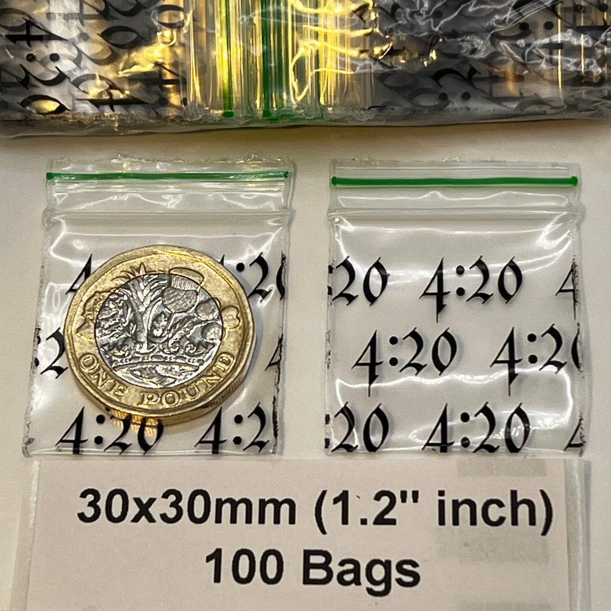 30x30mm (1.2 Inch) Printed Plastic Zip Bags & Small Baggies – 100 Pack