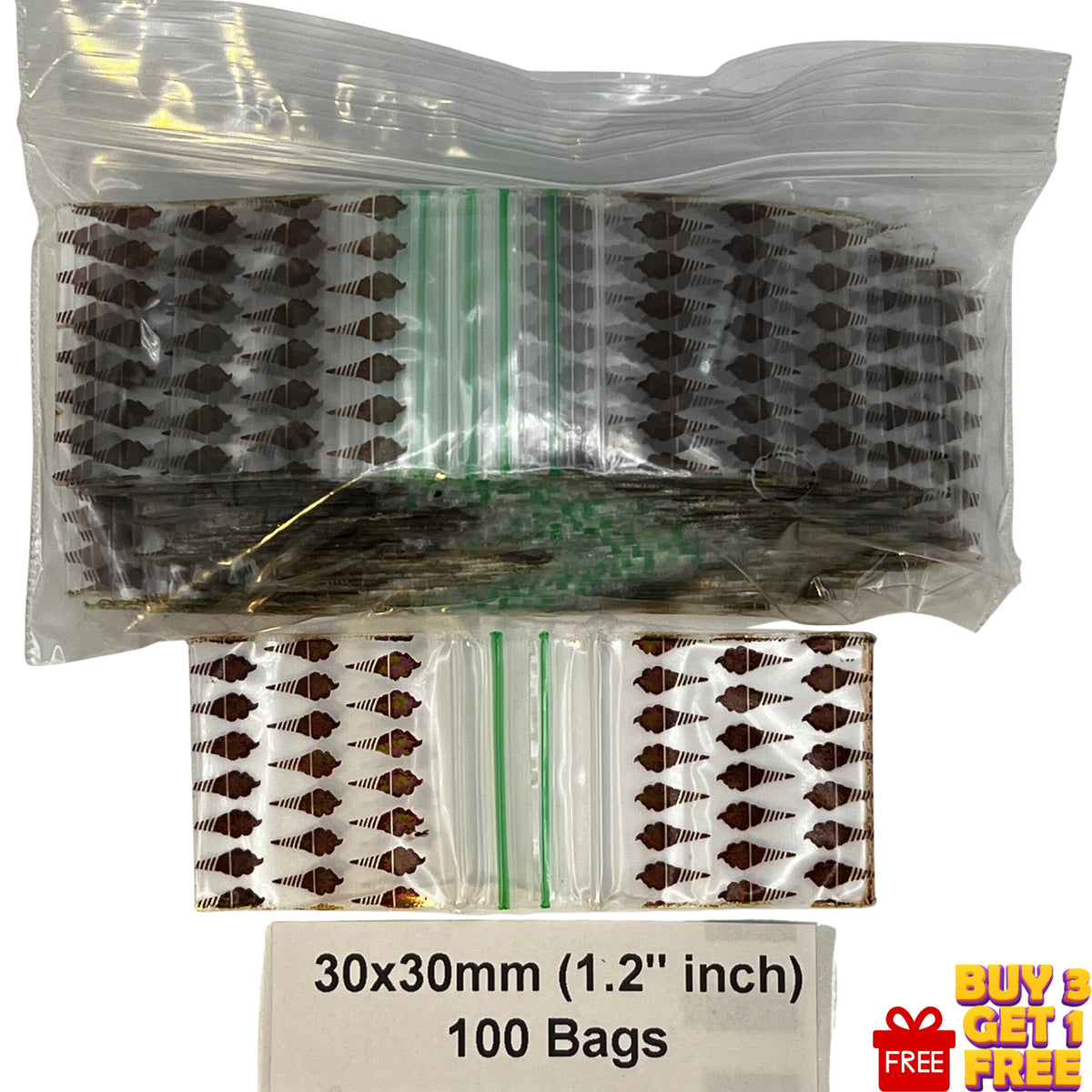 A bulk pack of 100 clear plastic zipper bags, ice cream printed baggies , uk