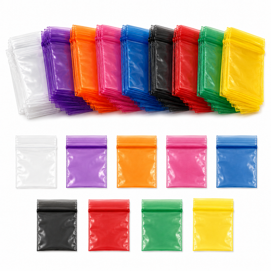 30x30mm 1.2 inch clear and coloured resealable plastic zip bags 100 pack