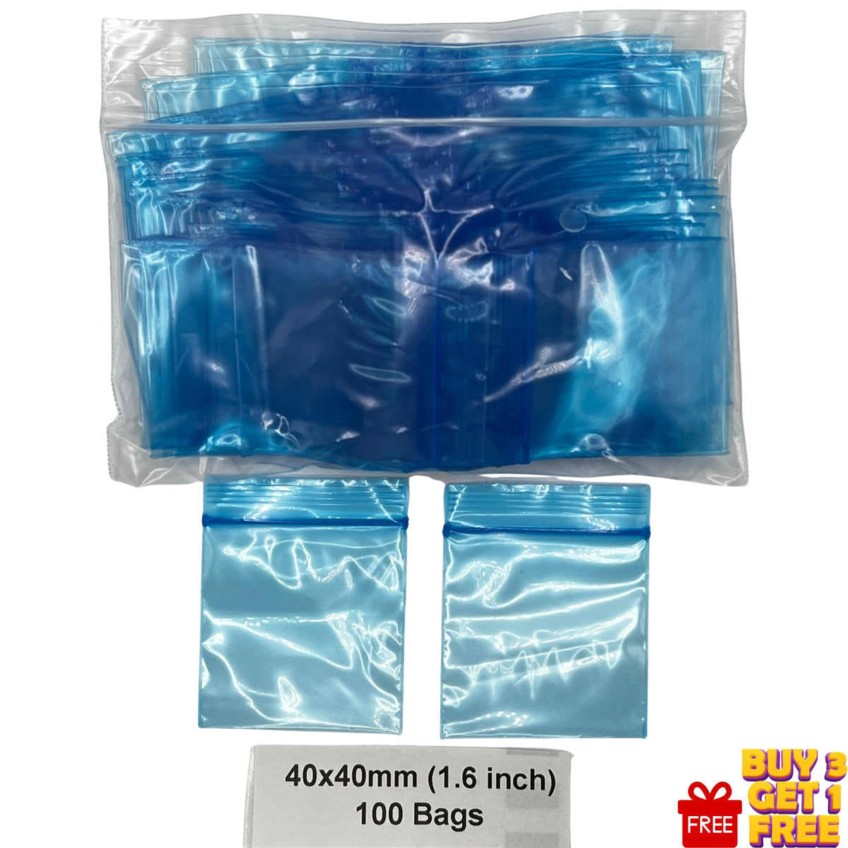 40x40mm blue poly grip seal bags 1.6 inch 100 pack