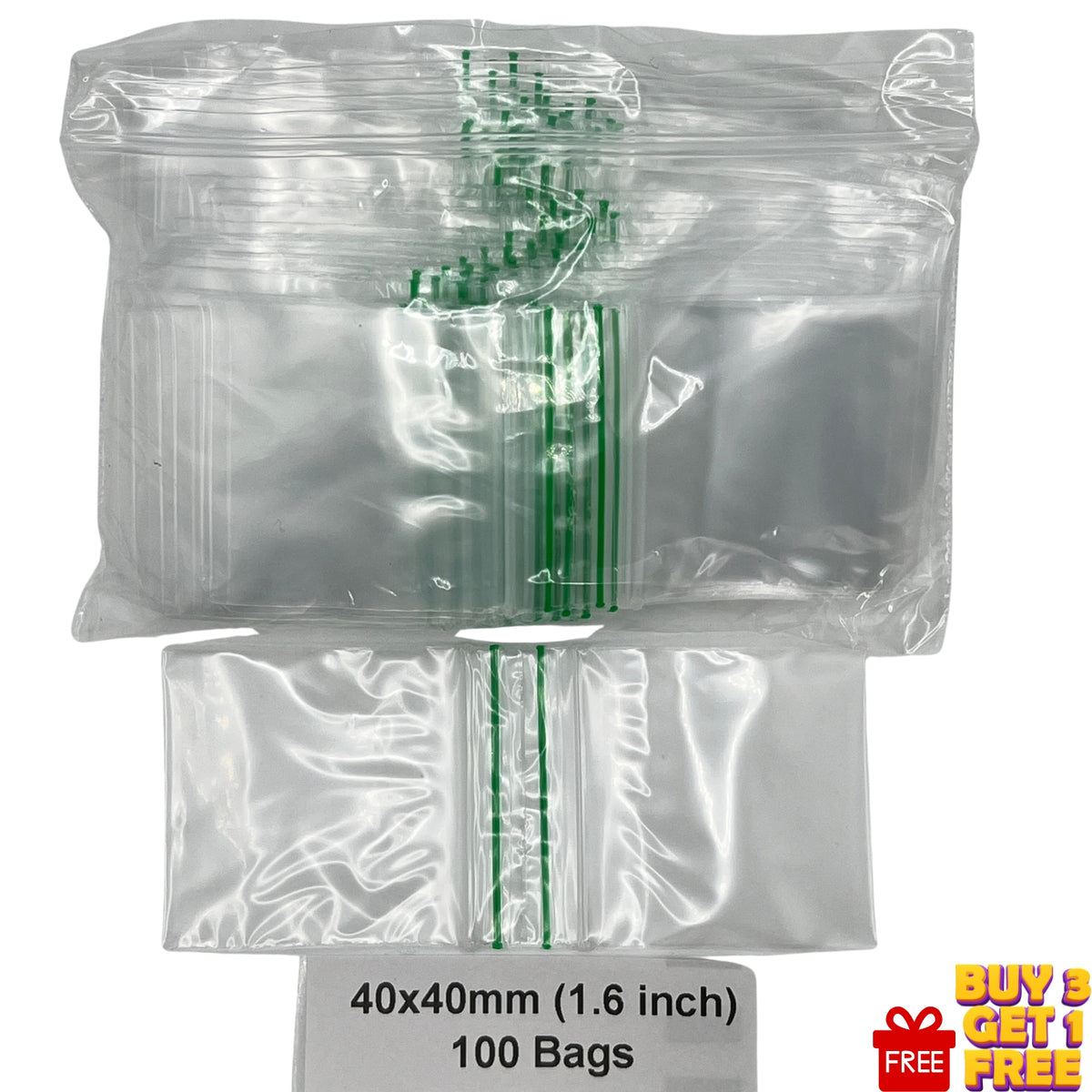 40x40mm clear resealable plastic zip bags 100 pack