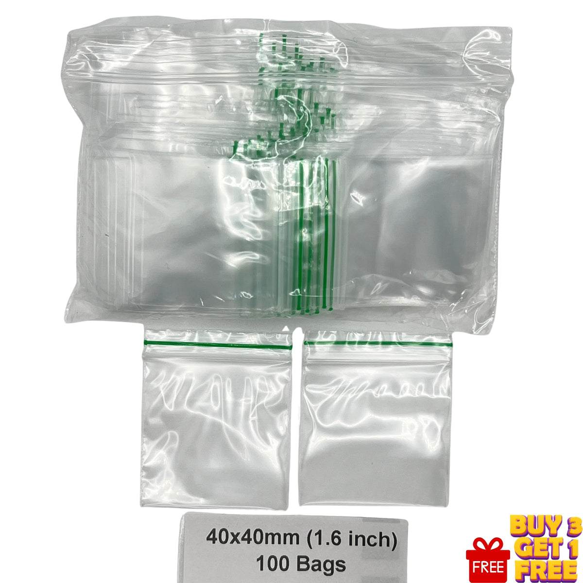 40x40mm clear poly grip seal bags 1.6 inch 100 pack