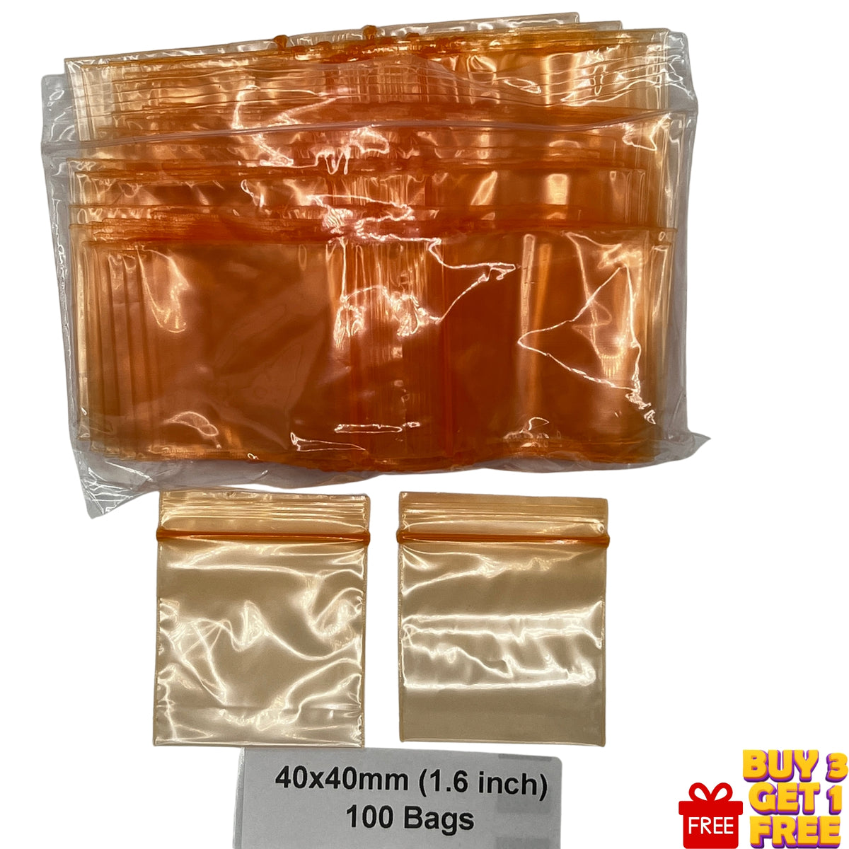 40x40mm orange poly grip seal bags 1.6 inch 100 pack