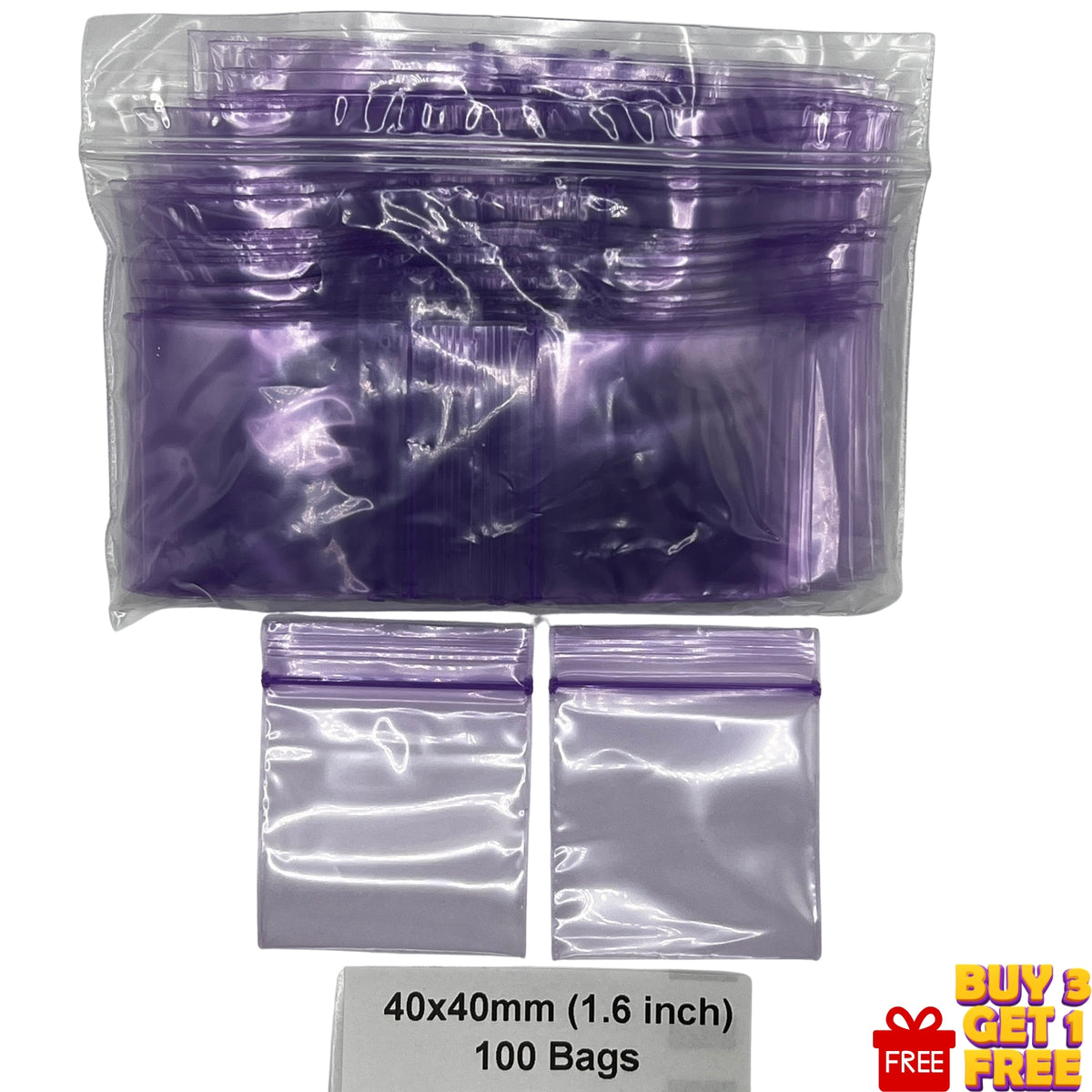 40x40mm purple poly grip seal bags 1.6 inch 100 pack