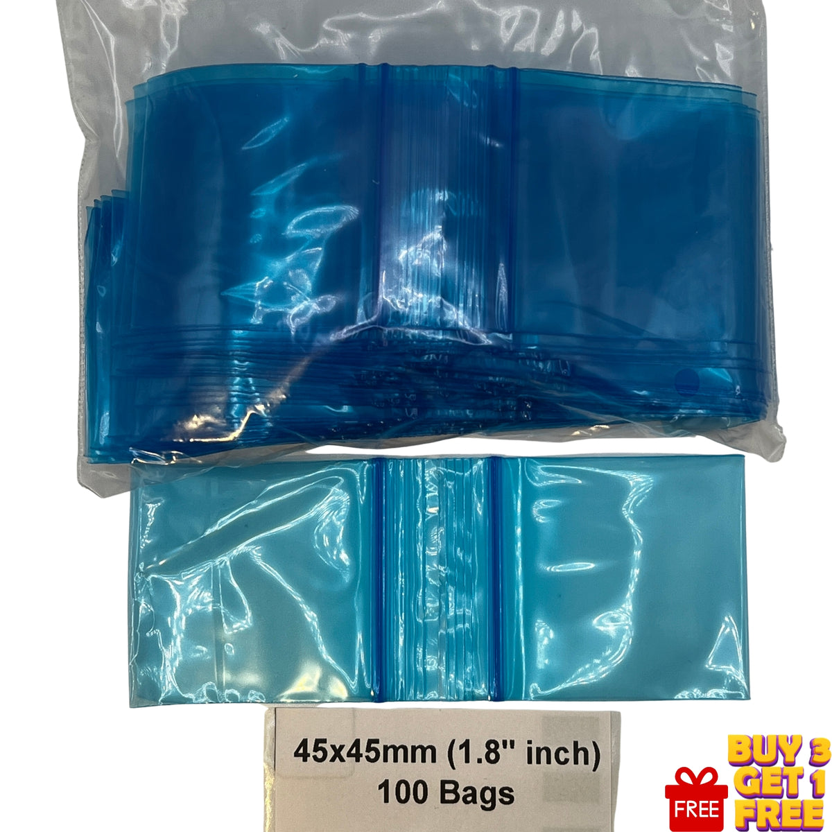 45x45mm 1.8 inch blue poly grip seal bags 100 pack