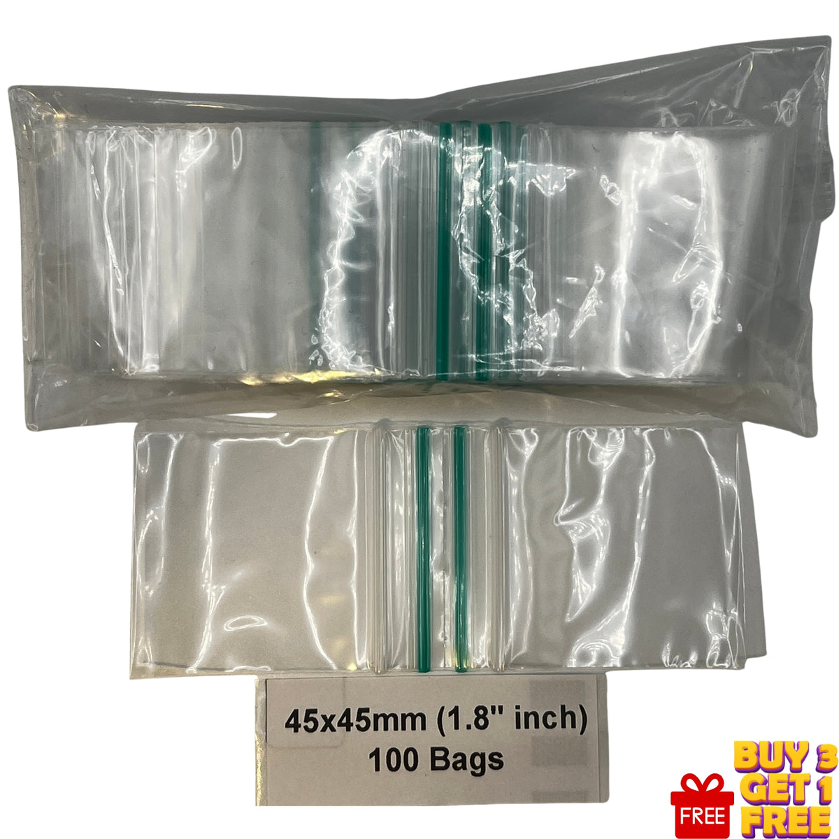 45x45mm 1.8 inch clear poly grip seal bags 100 pack