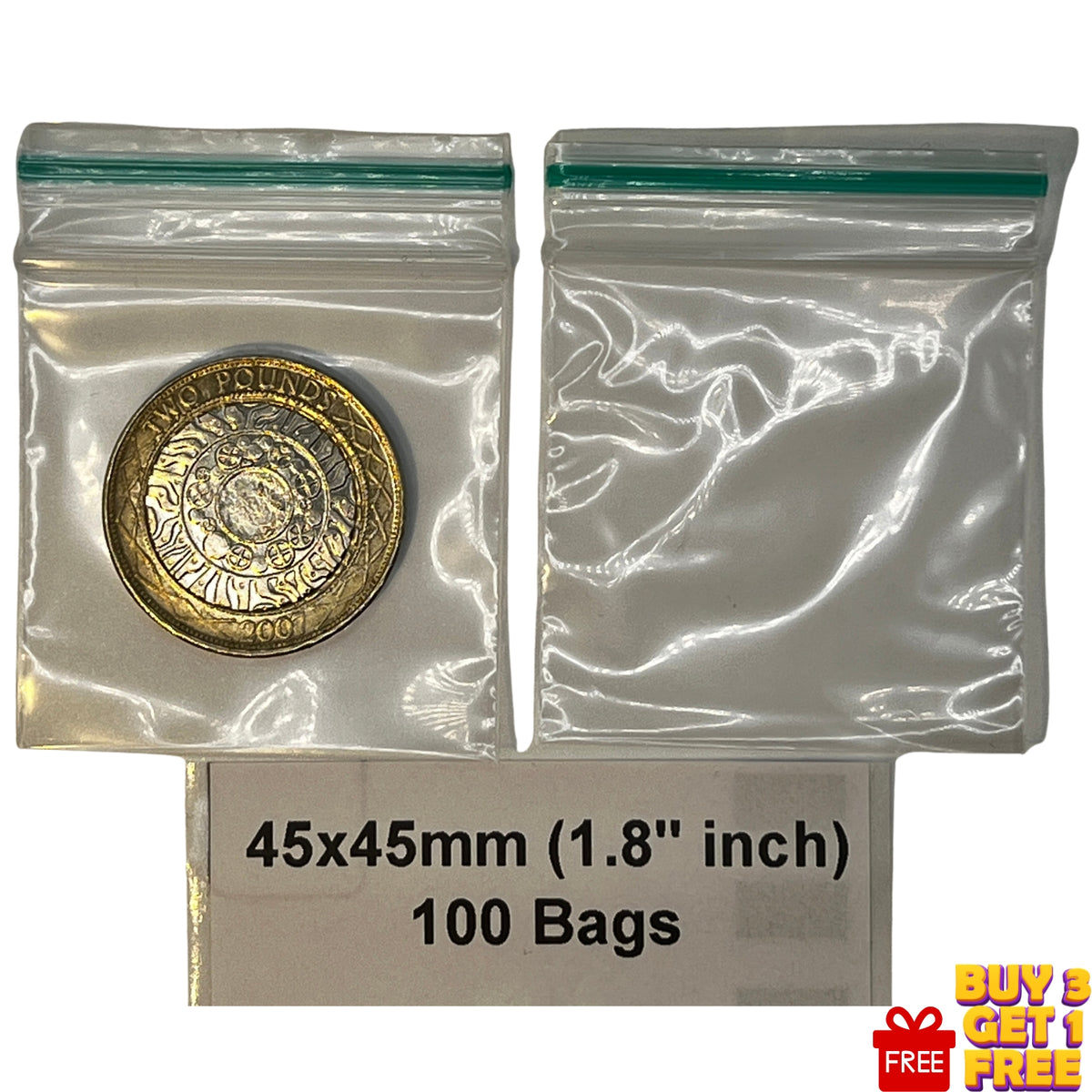 45x45mm clear resealable plastic zip bags 100 pack