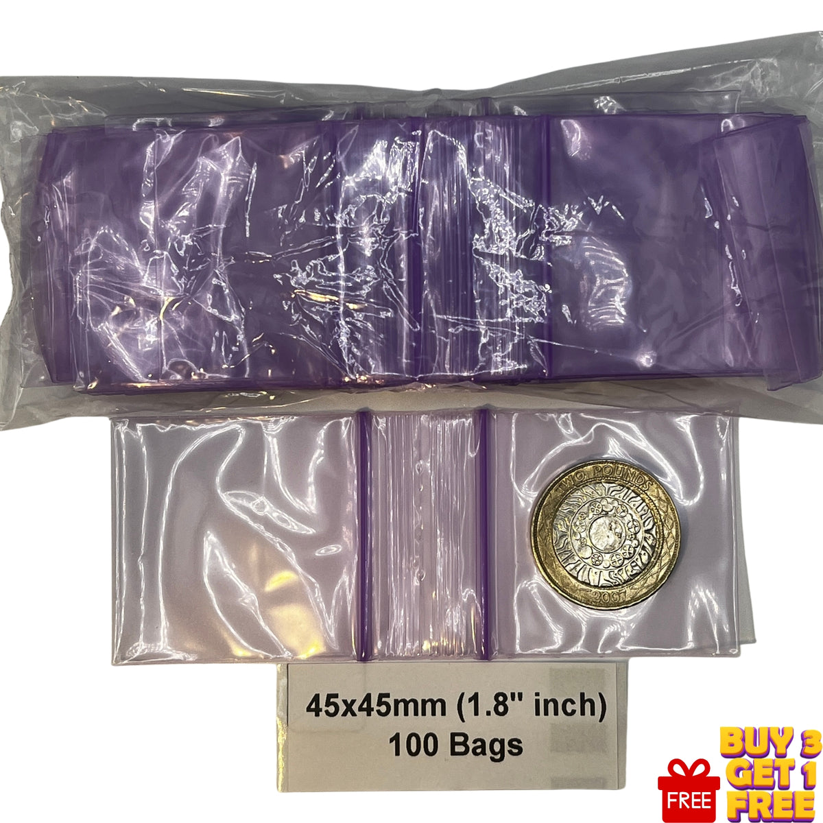 45x45mm 1.8 inch purple poly grip seal bags 100 pack