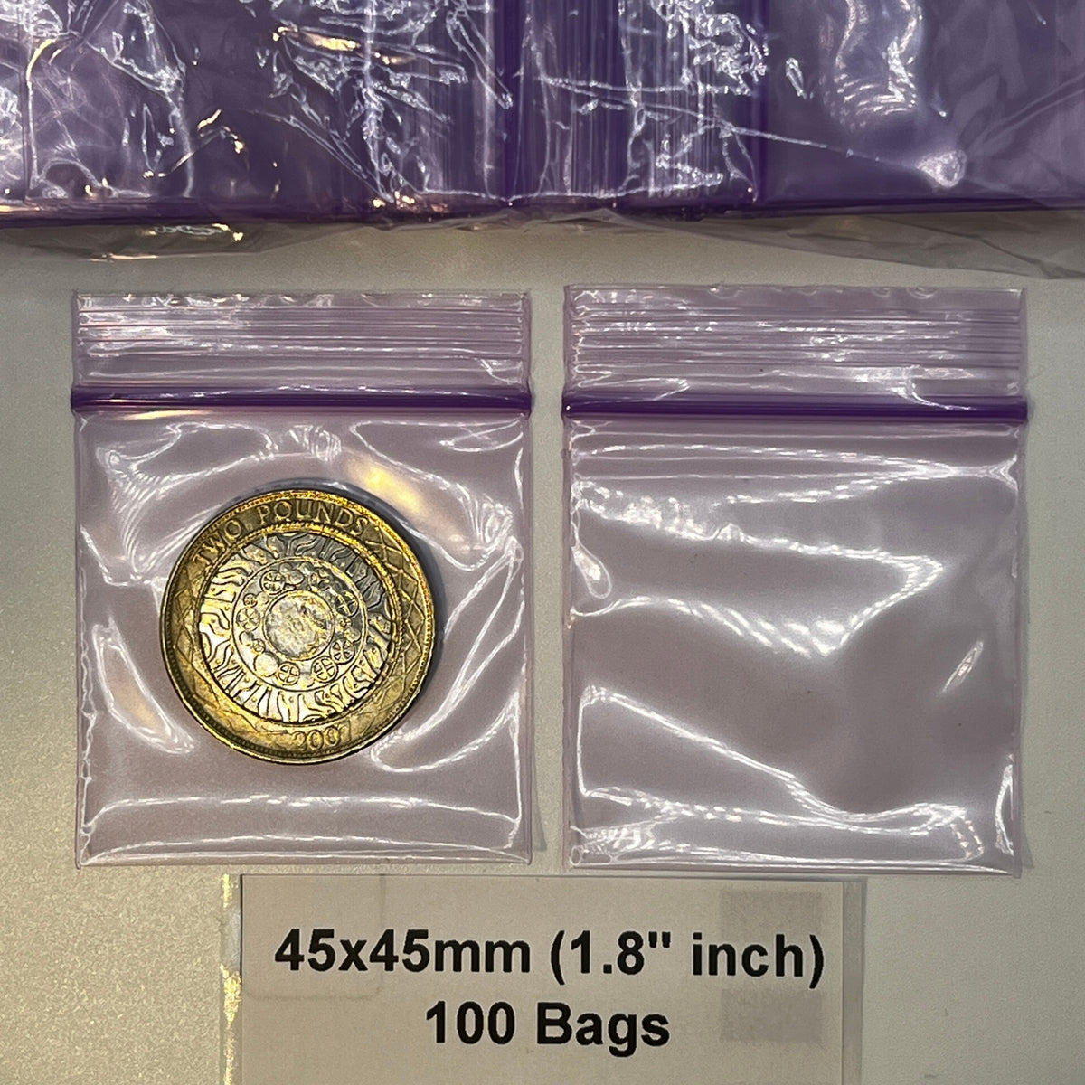 45x45mm purple resealable plastic zip bags 100 pack