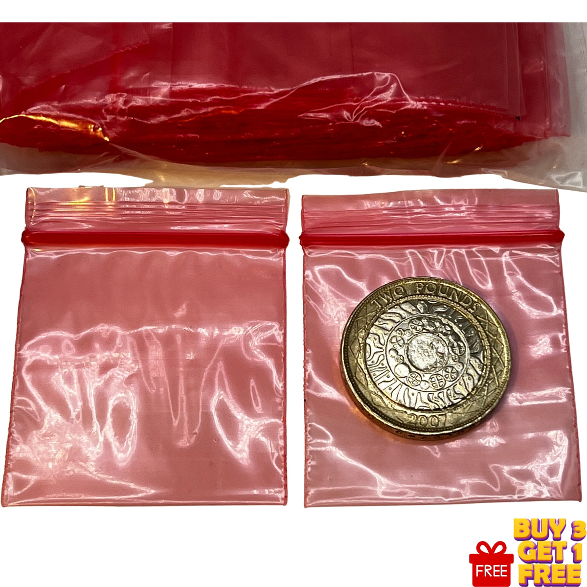 45x45mm red resealable plastic zip bags 100 pack