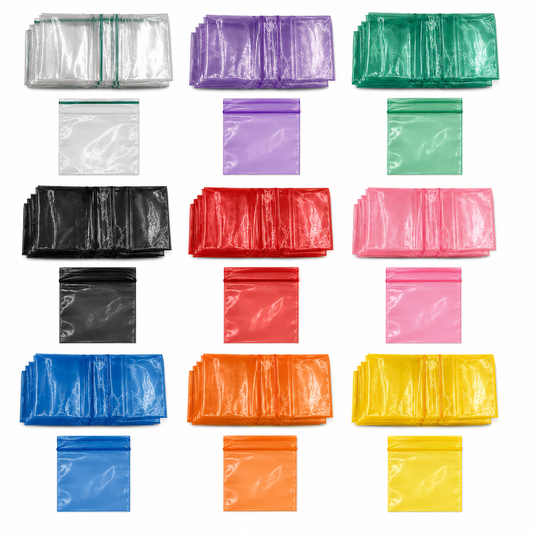 45x45mm clear and coloured resealable plastic poly zip bags 100 pack