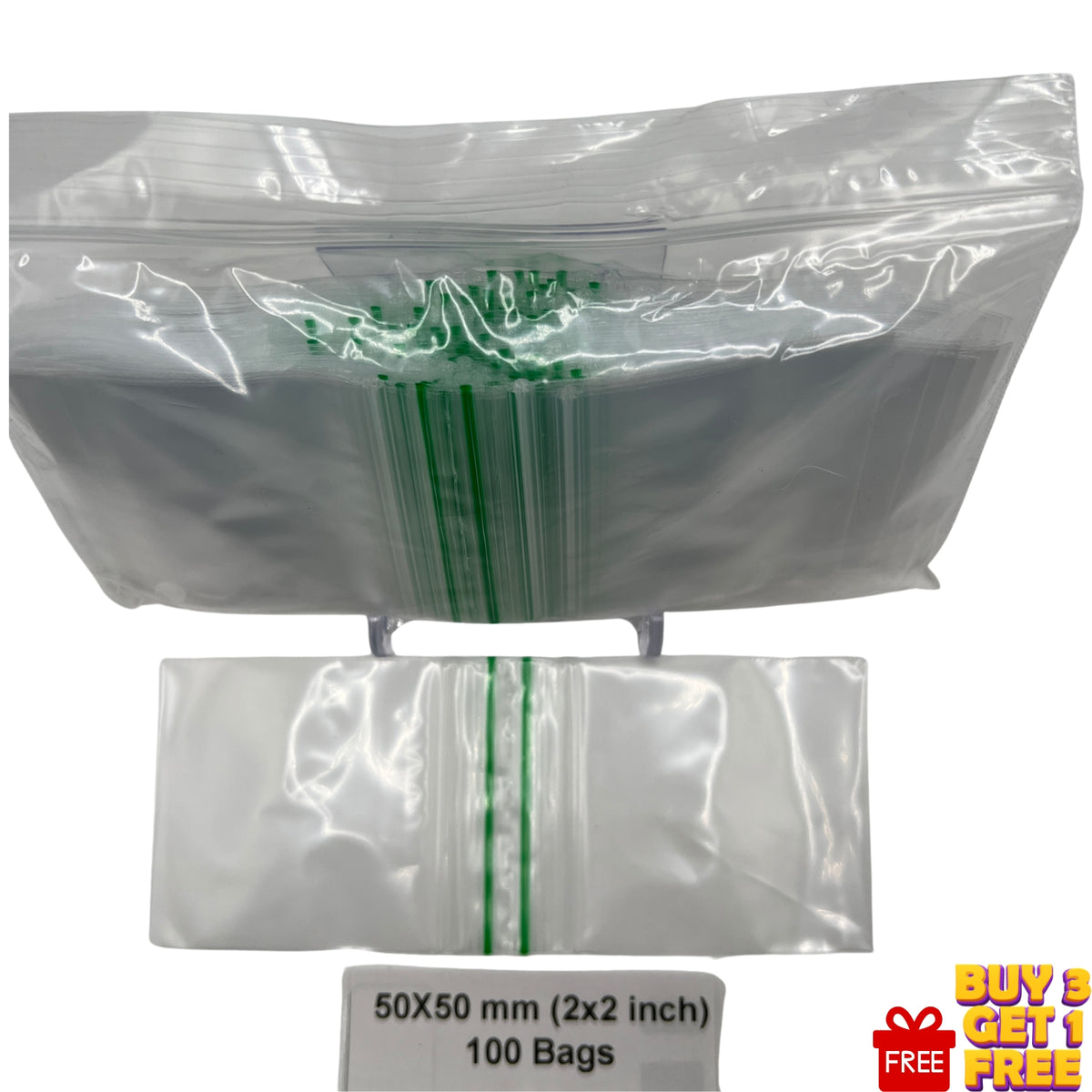 50x50mm clear resealable plastic zip bags 100 pack