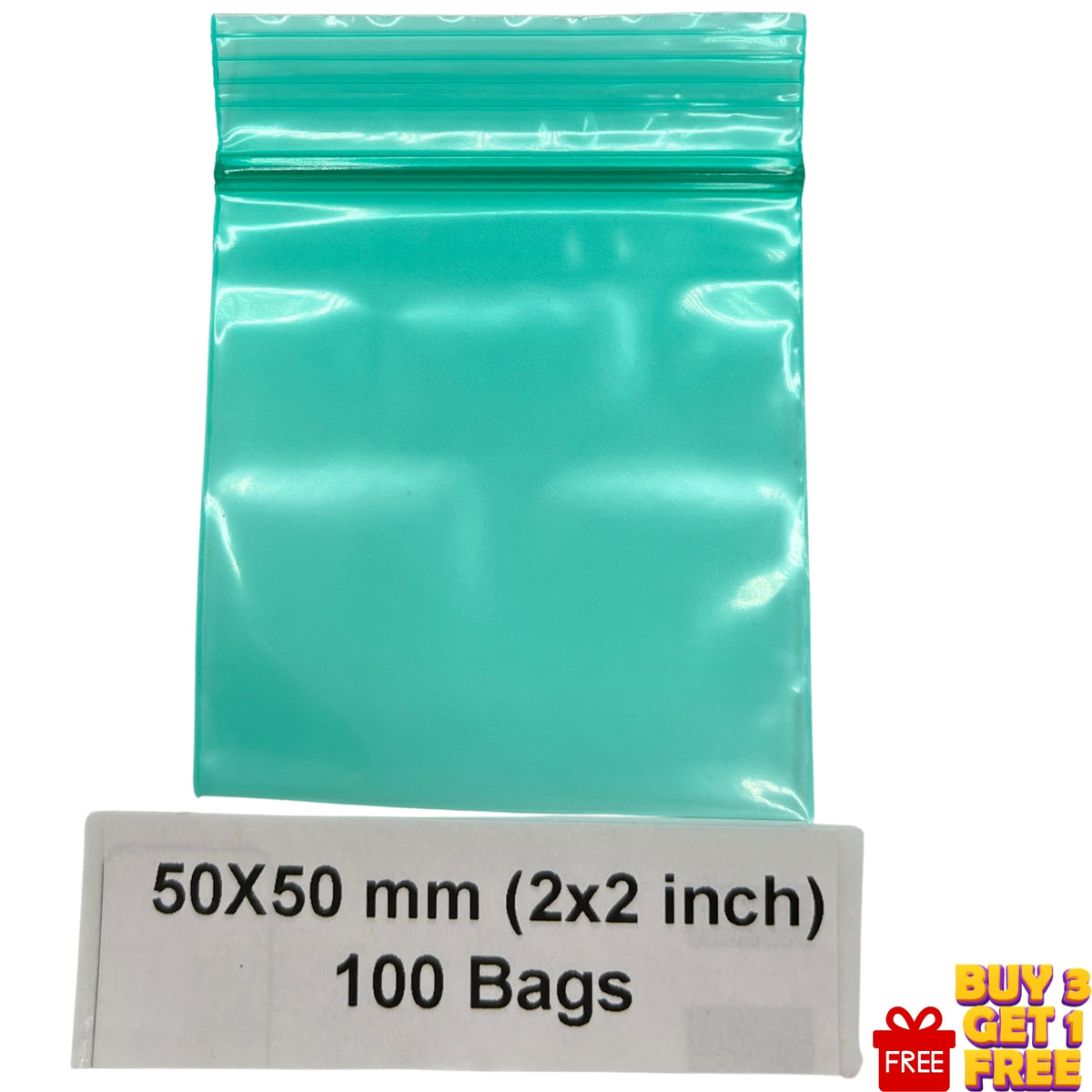 50x50mm green resealable plastic zip bags 100 pack