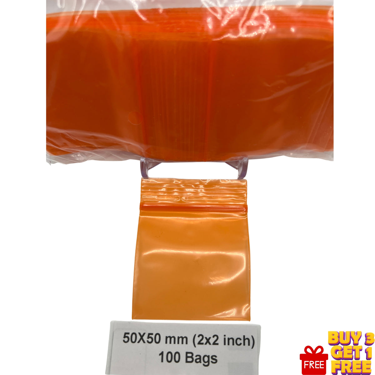 2x2 inch orange poly grip seal bags for crafts and storage