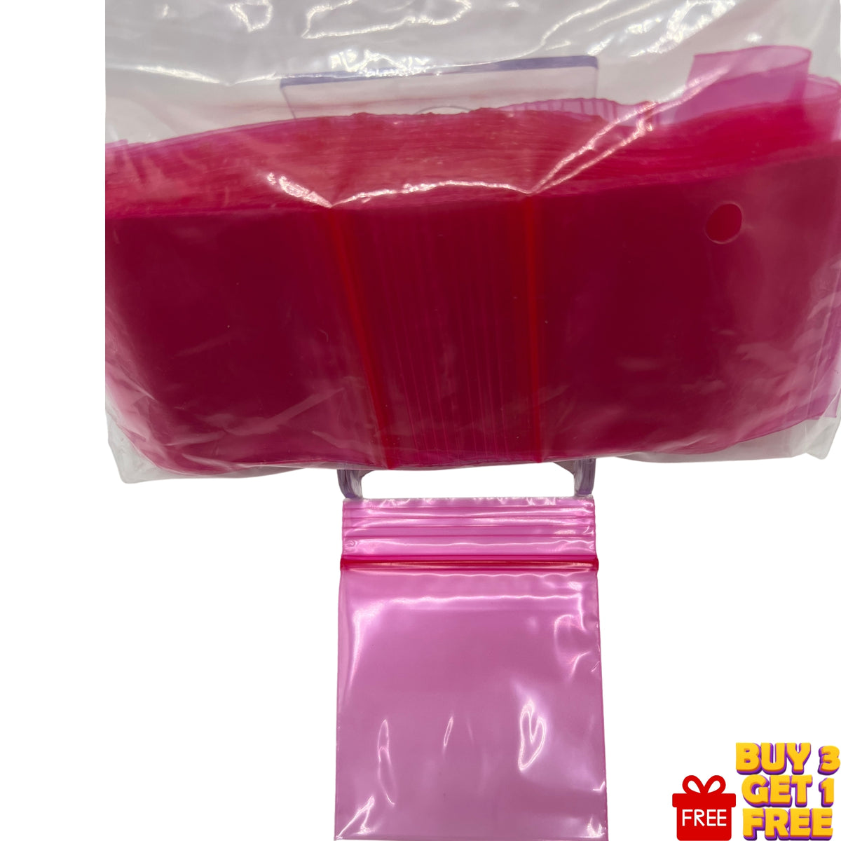 2x2 inch pink poly zip seal bags for small items and packaging