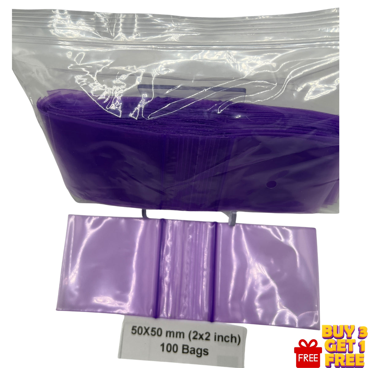 2x2 inch purple poly sealable bags with secure grip seal
