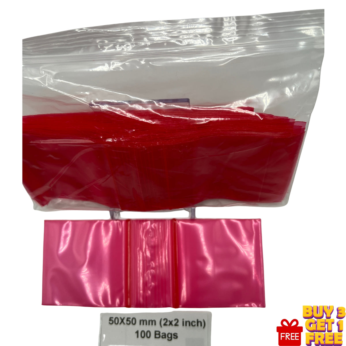 2x2 inch red poly grip seal bags for packaging and organisation