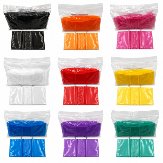 50x50mm clear and coloured resealable plastic poly zip bags 100 pack