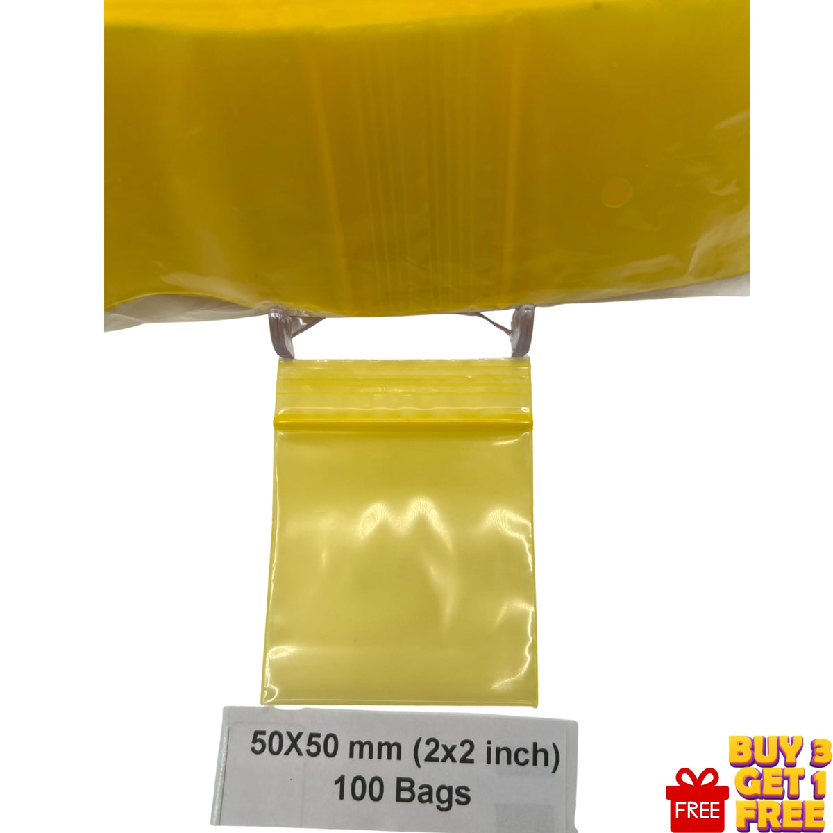 50x50mm yellow resealable plastic zip bags 100 pack