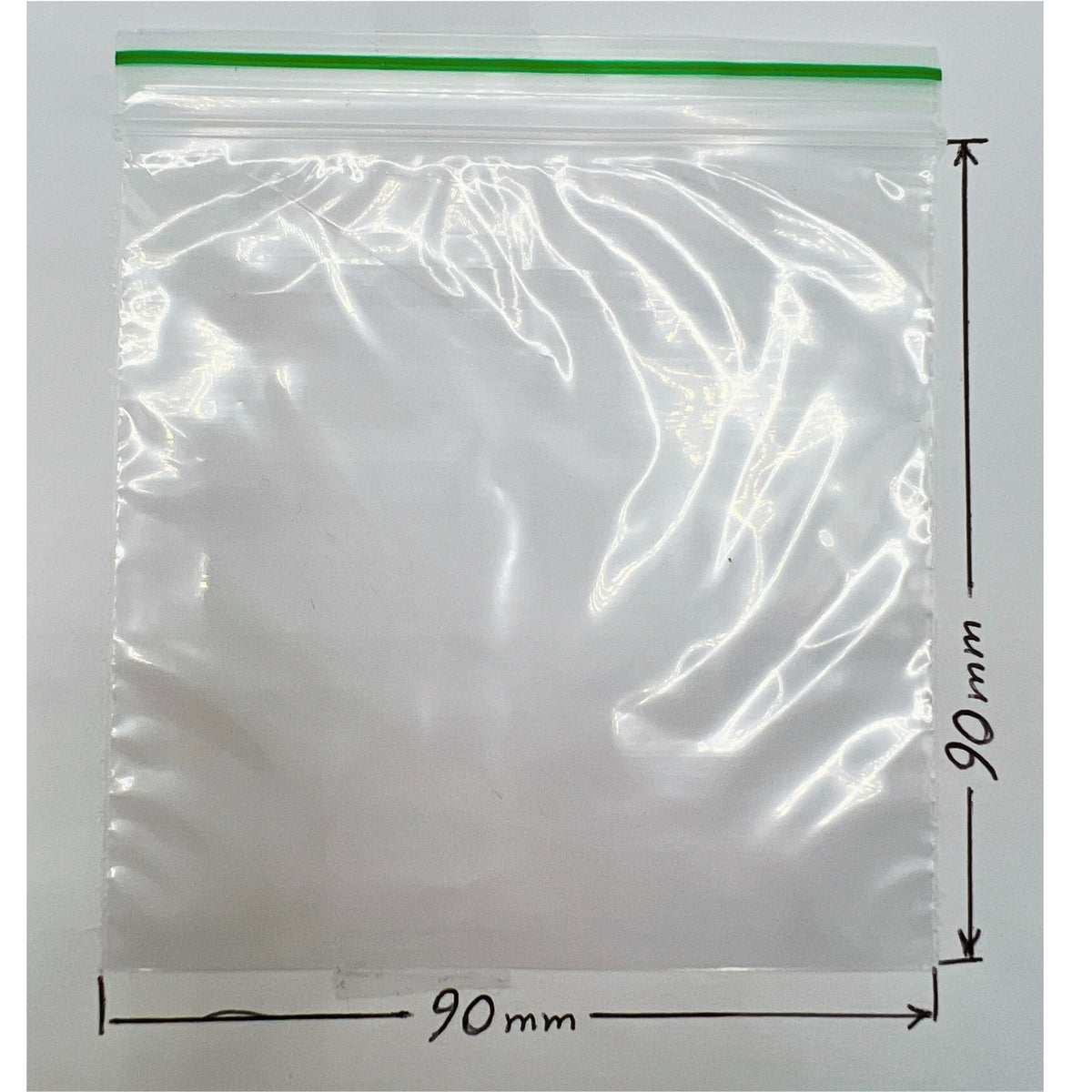 Clear 90x90mm 3.5x3.5 inch plastic baggies with secure grip seal